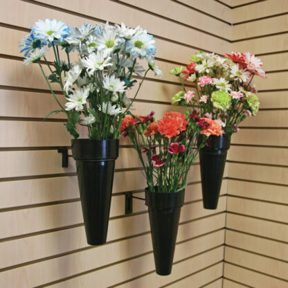 Modern Retail Display - Black Waterproof Floral Display Vase - Slatwall or Pegboard mount